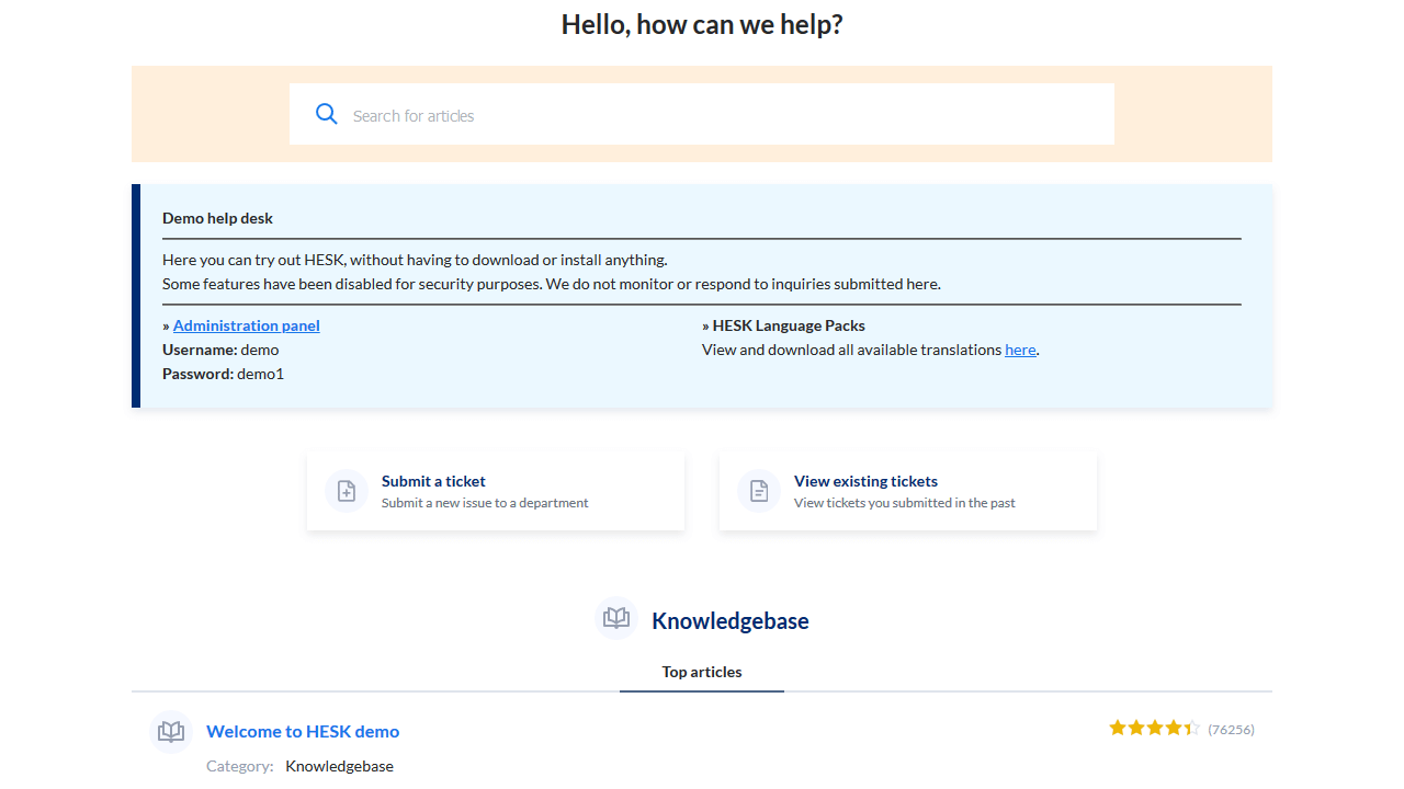 Hesk Help Desk Software Demo