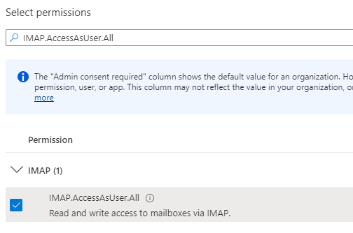 IMAP AccessAsUser All permission