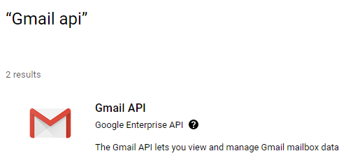 API search results