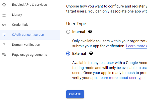 OAuth consent screen