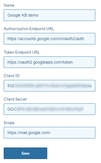 Filled in New OAuth provider form
