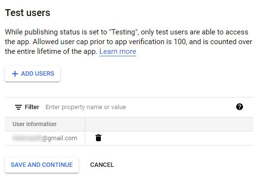 Test users